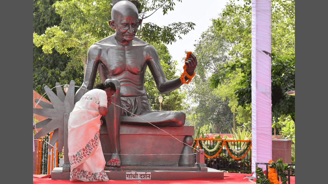 12-foot statue of Mahatma Gandhi
